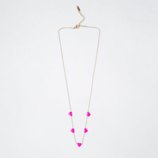 Pink heart 18K GOLD PLATED NECKLACE