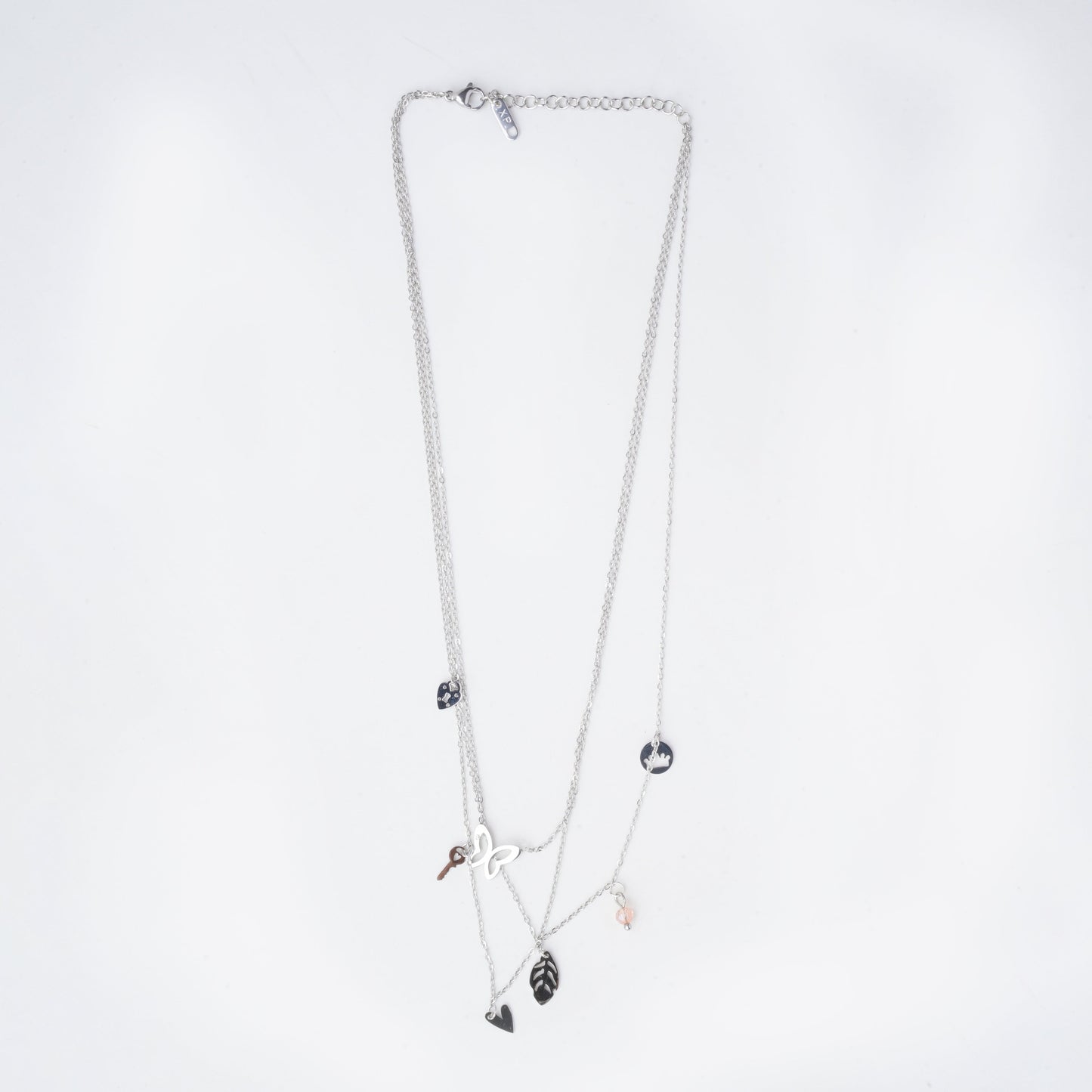 Three layers, silver chain necklace